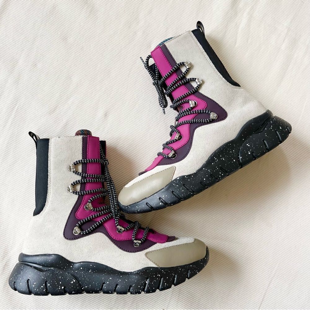 BALLY Switzerland Womens Boots Lace Hiking Snow Outdoor Leather Mint 38 US 7.5